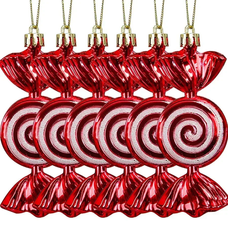 Christmas Candy Cane Pendant – Hanging Decorations for Christmas Tree, Set of 6 to 24 Pieces
