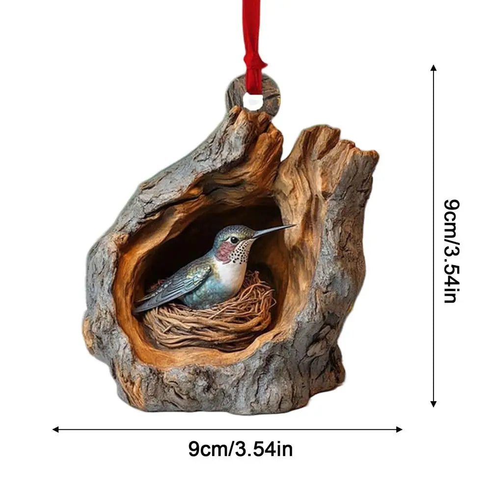 2D Acrylic Christmas Animal Pendant – Raccoon, Owl, Squirrel, Rabbit, Bird