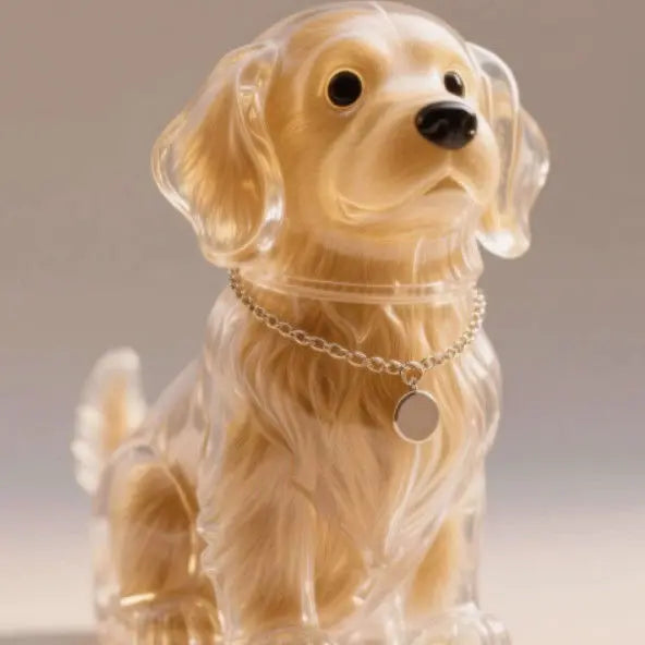 Pendentif en Résine Transparent avec Poils de Chien – Porte-clés et Charme de Sac Élégant et Compact