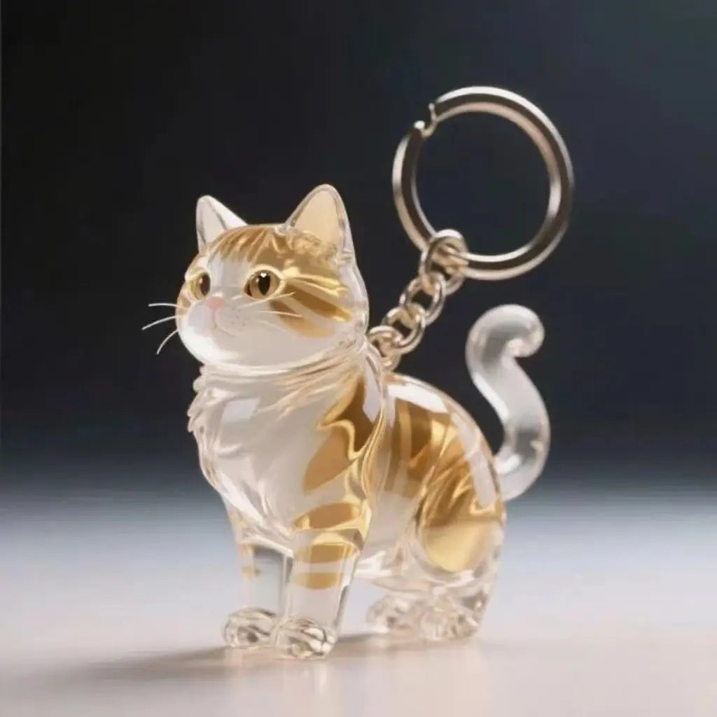 Pendentif en Résine Transparent avec Poils de Chien – Porte-clés et Charme de Sac Élégant et Compact