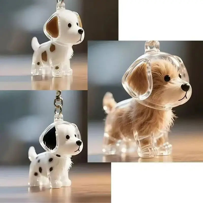 Pendentif en Résine Transparent avec Poils de Chien – Porte-clés et Charme de Sac Élégant et Compact