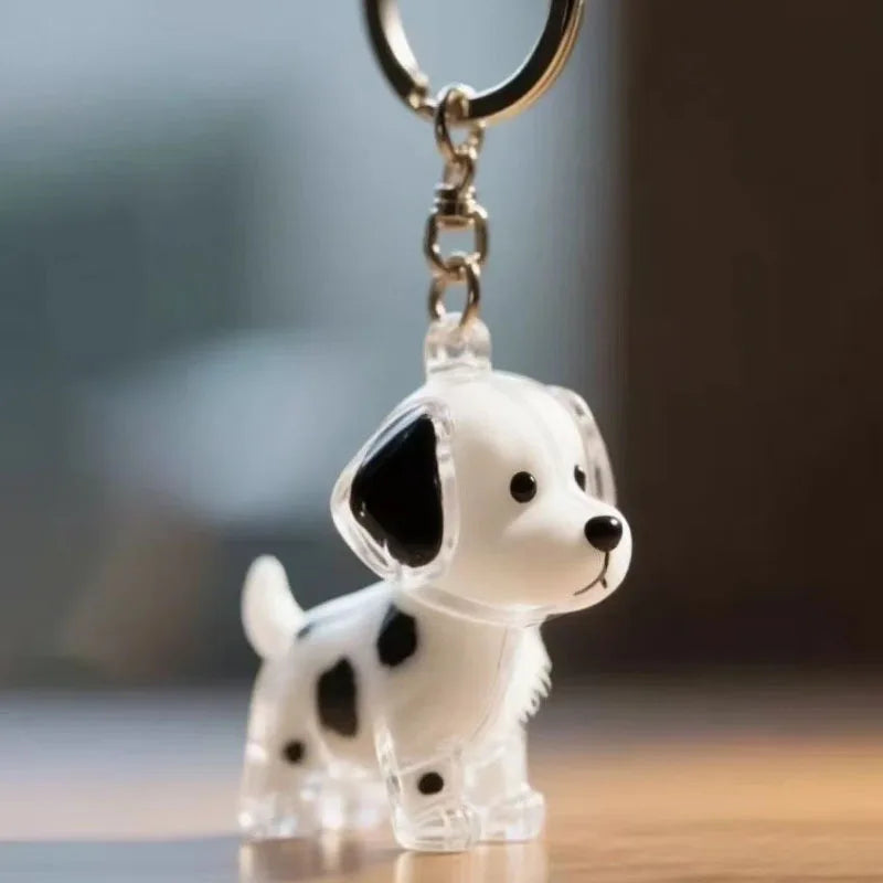 Pendentif en Résine Transparent avec Poils de Chien – Porte-clés et Charme de Sac Élégant et Compact