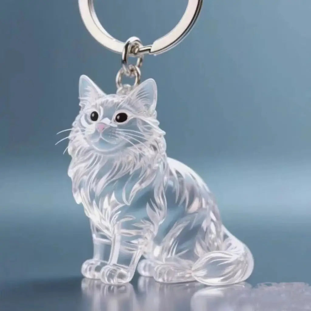 Pendentif en Résine Transparent avec Poils de Chien – Porte-clés et Charme de Sac Élégant et Compact