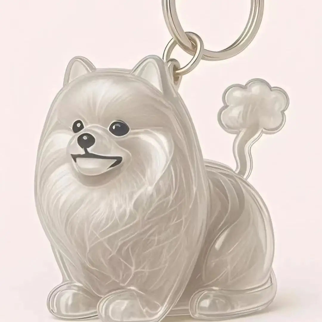 Pendentif en Résine Transparent avec Poils de Chien – Porte-clés et Charme de Sac Élégant et Compact
