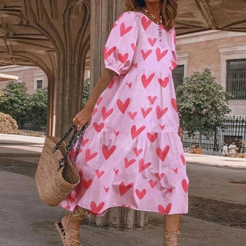 Robe Midi Femme Chic à Manches Courtes – Élégante et Polyvalente pour Toutes Occasions