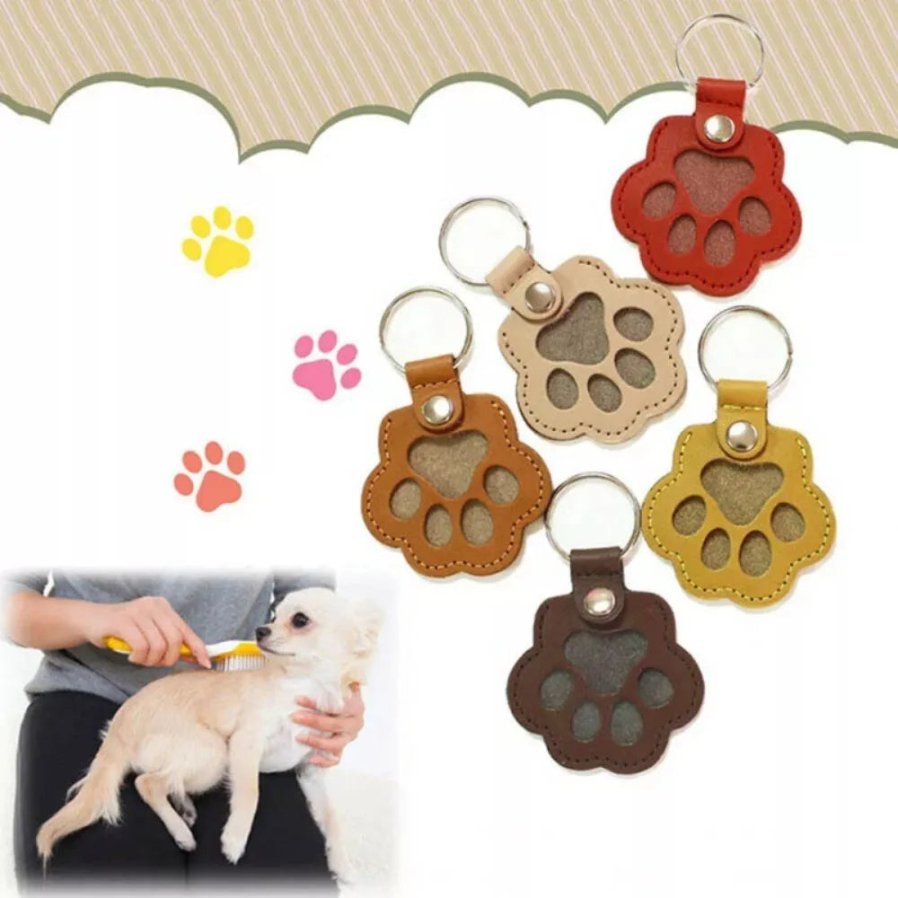 Porte-Clés en Cuir PU en Forme de Patte avec Rangement pour Poils d'Animaux – Accessoire Pratique Unisexe