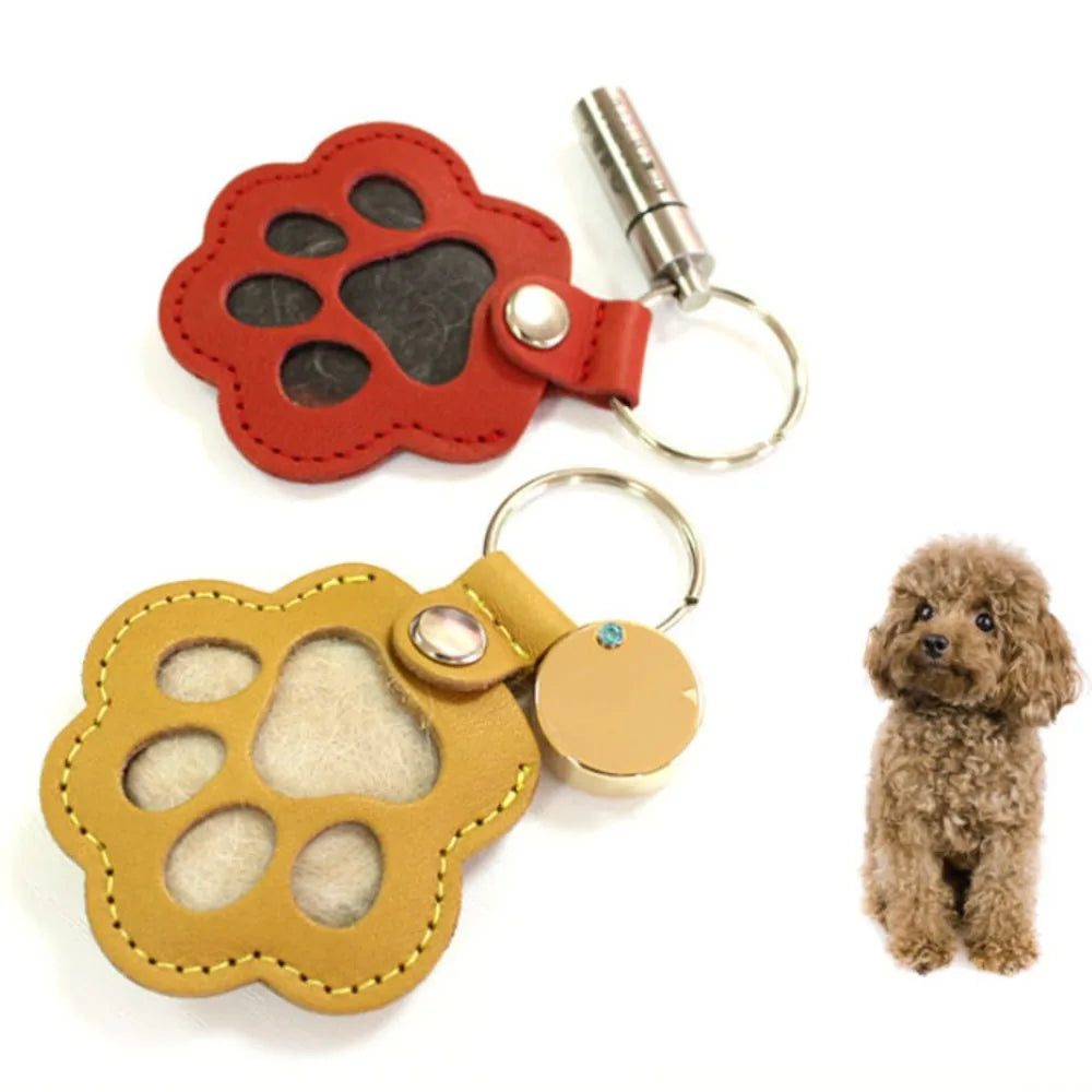 Porte-Clés en Cuir PU en Forme de Patte avec Rangement pour Poils d'Animaux – Accessoire Pratique Unisexe