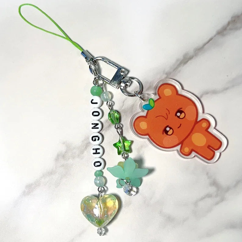 Porte-Clés en Perles avec Charms de Dessin Animé – Accessoire Léger pour Téléphone et Sac
