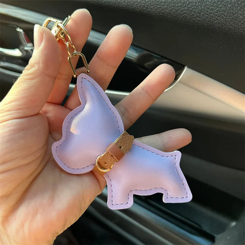 Porte Clés Personnalisé en Cuir avec Silhouette de Chien – Accessoire Élégant et Fonctionnel en Cuir Blanc