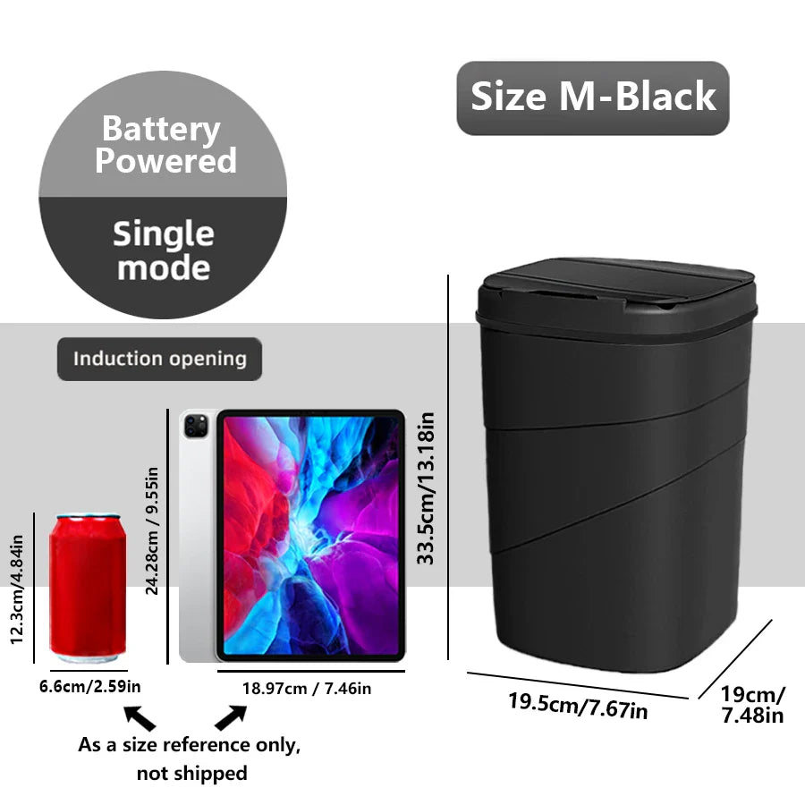 Automatic Sensor Trash Can in PP – Rectangular Design, Contactless, Ideal for Kitchen and Office