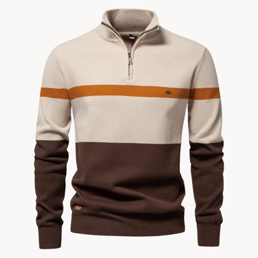 Pull Classique à Demi-Fermeture Éclair pour Hommes en Coton – Style Décontracté et Moderne