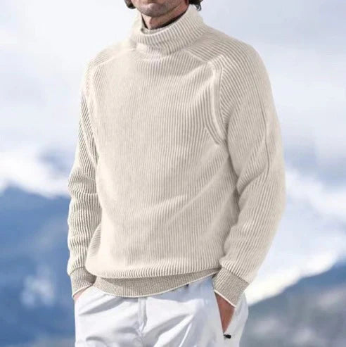 Pull Col Roulé Doux pour Homme en Tricot Côtelé – Idéal pour l'Hiver
