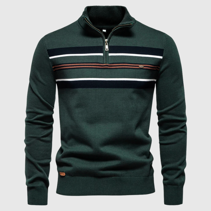 Pull Demi-Zippé Ajusté pour Homme en Tricot Respirant – Idéal pour le Bureau et les Sorties