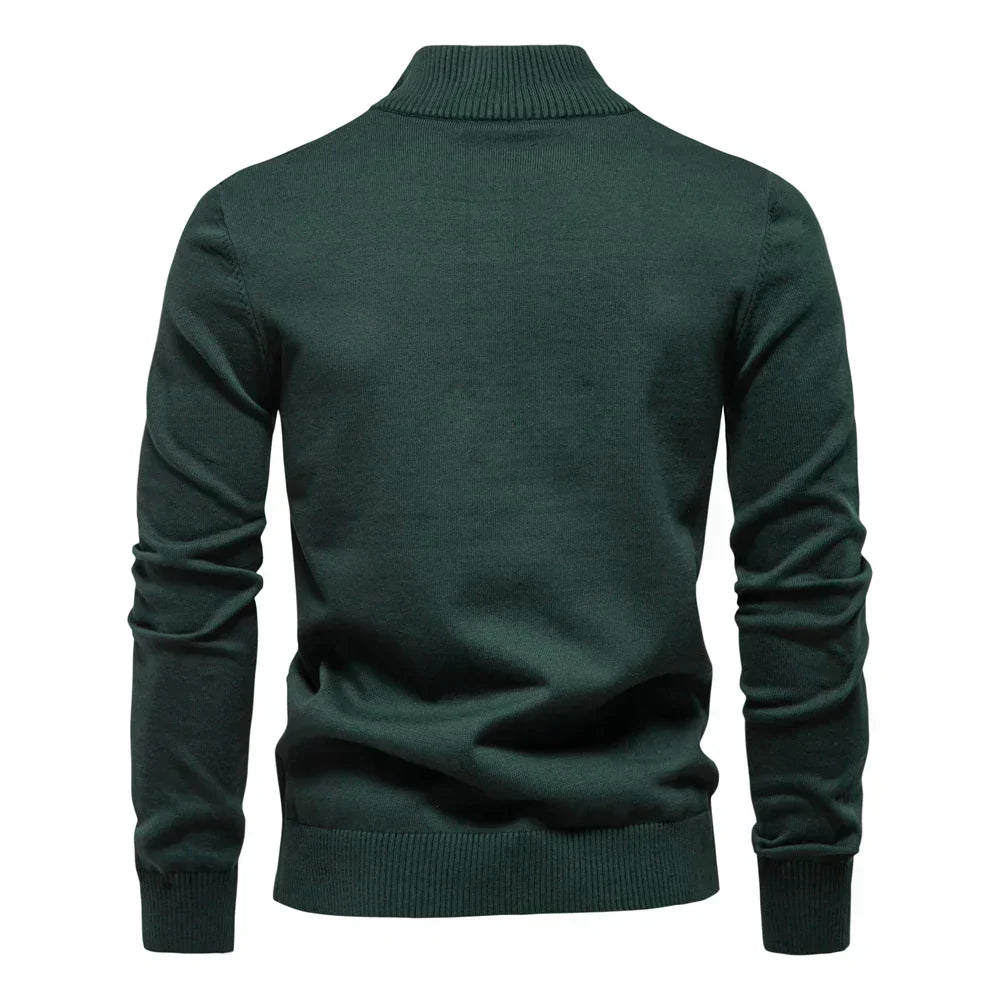 Pull Demi-Zippé Ajusté pour Homme en Tricot Respirant – Idéal pour le Bureau et les Sorties