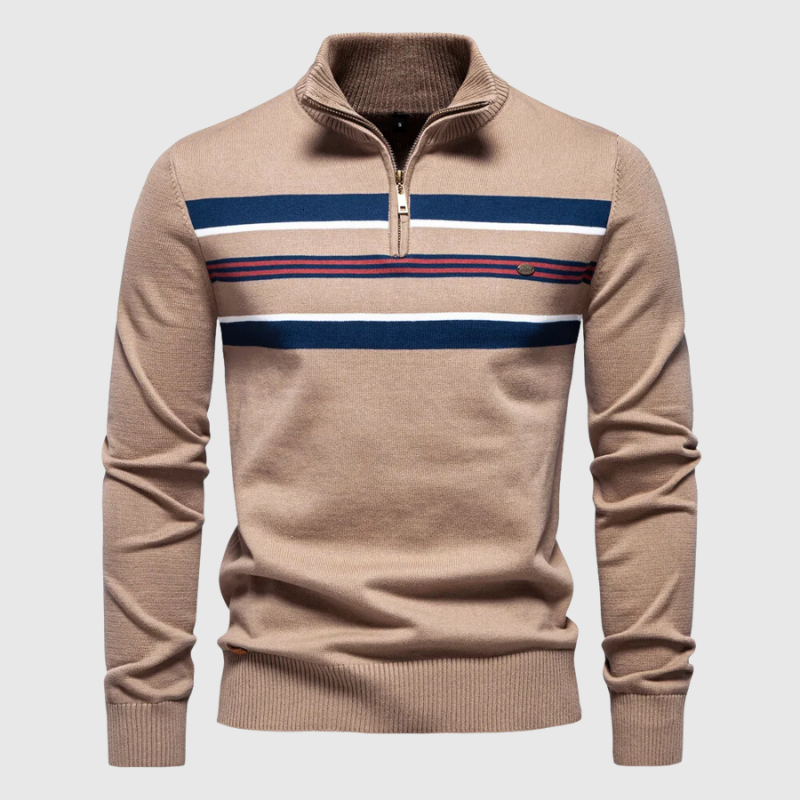 Pull Demi-Zippé Ajusté pour Homme en Tricot Respirant – Idéal pour le Bureau et les Sorties