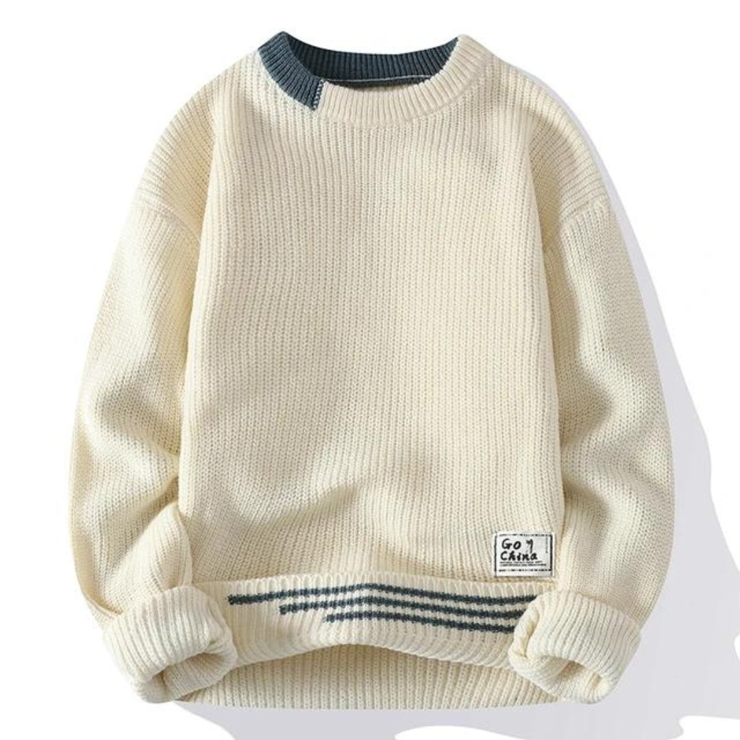 Pull Doux à Col Rond pour Homme – Tricot Chaud et Décontracté avec Épaules Tombantes