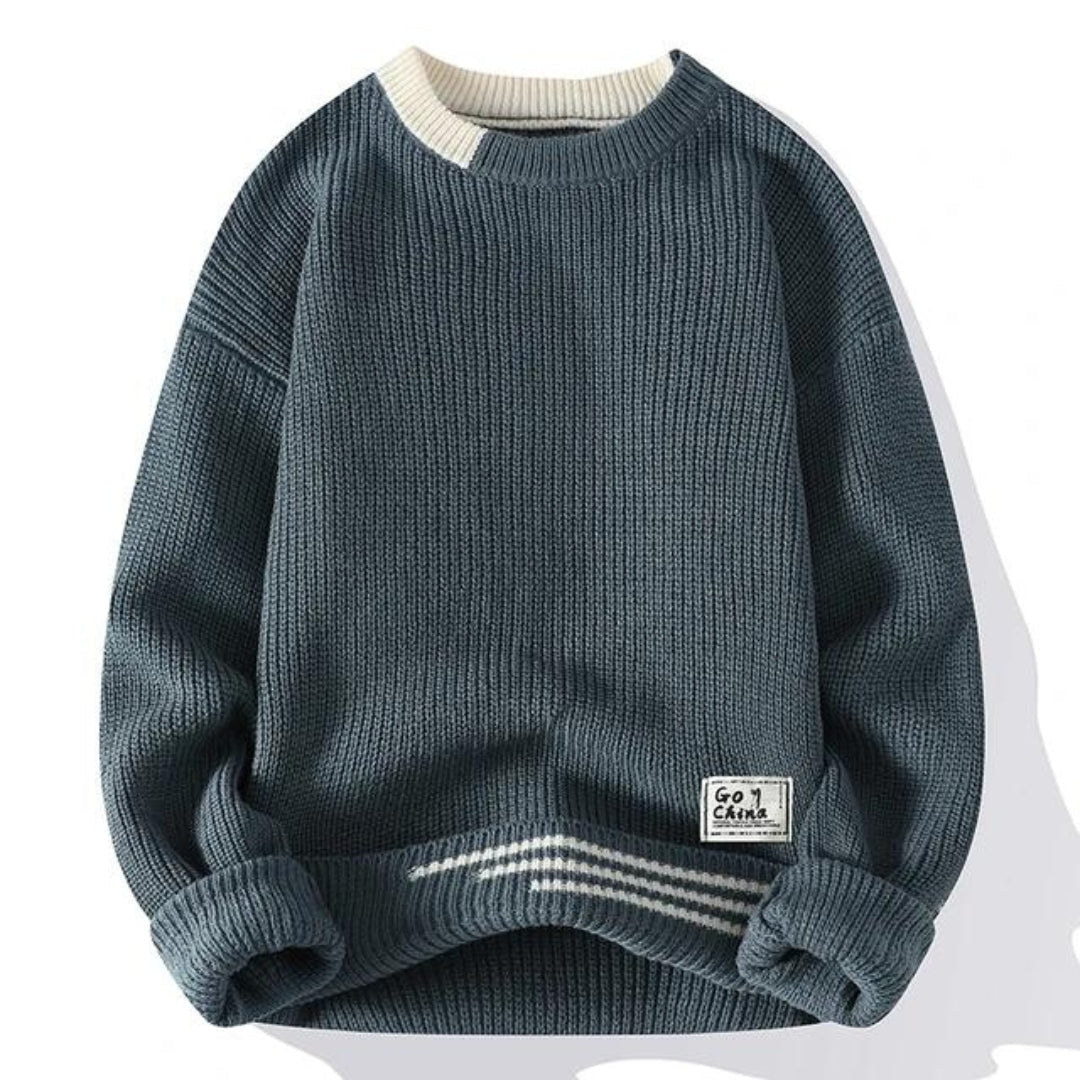 Pull Doux à Col Rond pour Homme – Tricot Chaud et Décontracté avec Épaules Tombantes