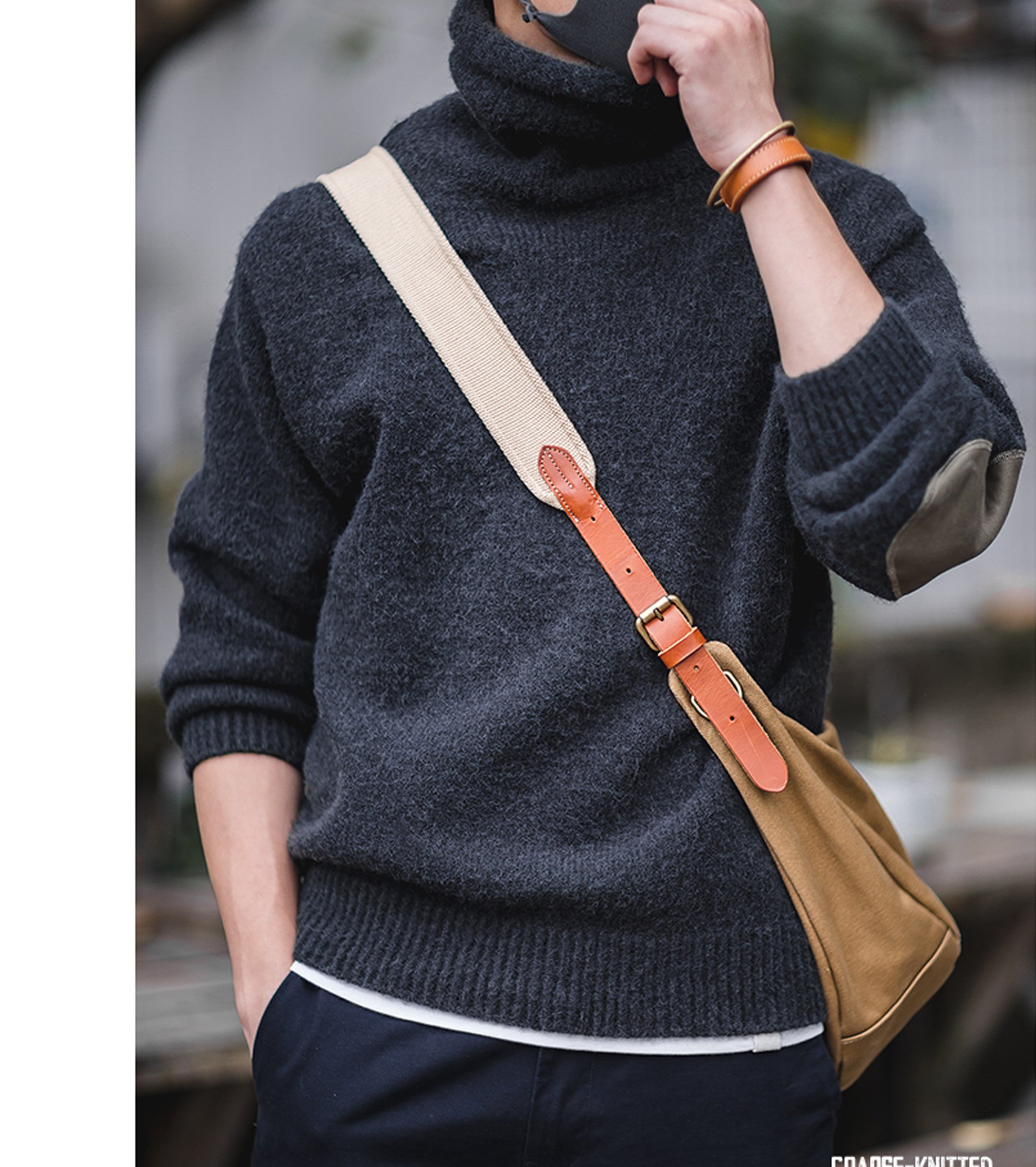 Pull Homme Col Roulé en Acrylique – Silhouette Décontractée, Ample et Doux pour Automne-Hiver