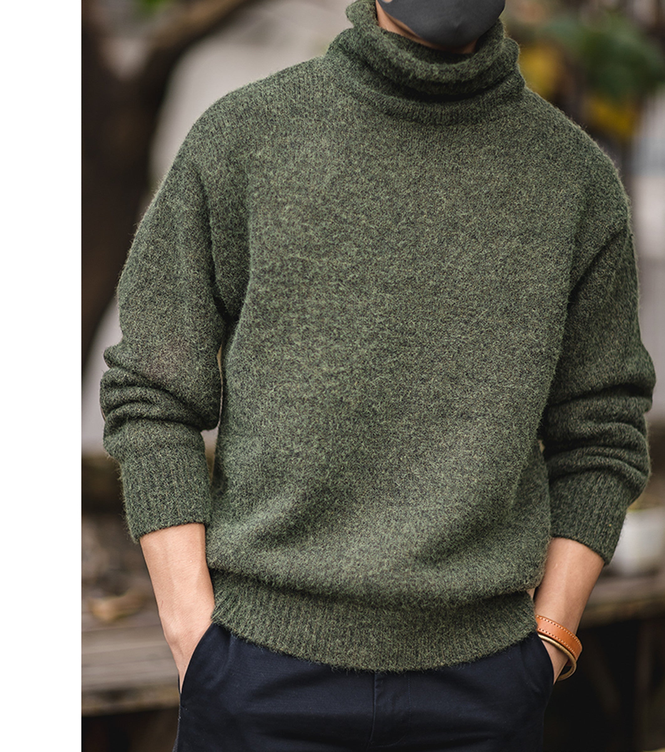 Pull Homme Col Roulé en Acrylique – Silhouette Décontractée, Ample et Doux pour Automne-Hiver