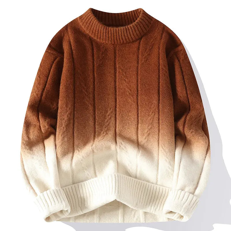 Pull Homme Dégradé en Laine Mélangée - Col Rond, Silhouette Décontractée, Confort et Élégance pour Toutes Saisons