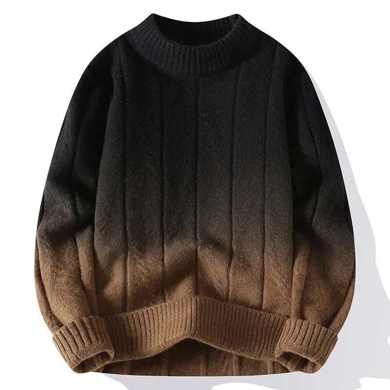Pull Homme Dégradé en Laine Mélangée - Col Rond, Silhouette Décontractée, Confort et Élégance pour Toutes Saisons