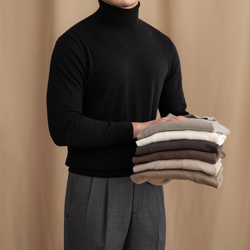 Pull Homme Léger à Col Roulé Slim Fit en Mélange de Laine - Confort et Élégance pour l'Automne et l'Hiver