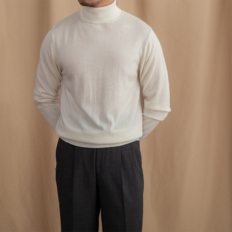 Pull Homme Léger à Col Roulé Slim Fit en Mélange de Laine - Confort et Élégance pour l'Automne et l'Hiver