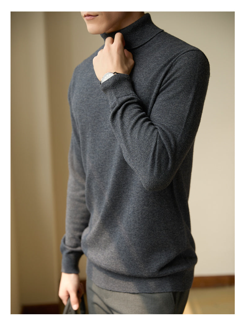 Pull Homme Slim en Laine 100% à Col Roulé - Confort Optimal et Élégance pour Saisons Froides