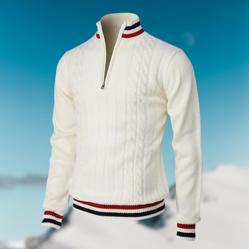 Pull Homme Torsadé à Demi-Zip en Tricot Doux – Confort et Élégance pour l'Hiver