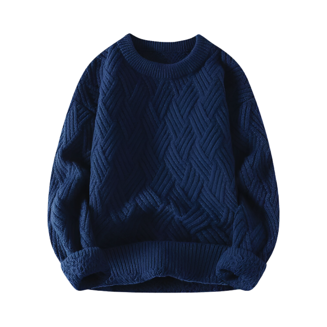 Pull Homme en Laine Mélangée Torsadé à Col Rond – Confort et Élégance pour Automne Hiver