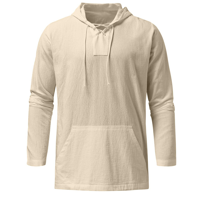 Pull Léger Pour Homme Col En V À Lacets avec Capuche - Style Décontracté et Confort Optimal