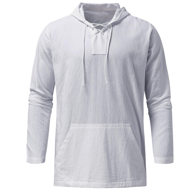 Pull Léger Pour Homme Col En V À Lacets avec Capuche - Style Décontracté et Confort Optimal