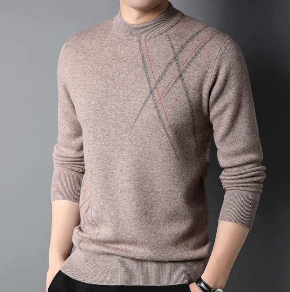 Slim Wool Blend Crew Neck Pullover for Men – Comfort and Elegance for Everyday Wear