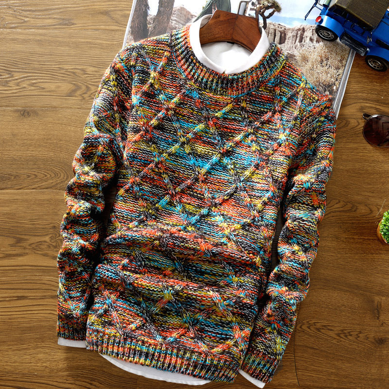 Pull Texturé pour Hommes en Coton – Tricot à Col Rond, Idéal pour l'Automne et l'Hiver
