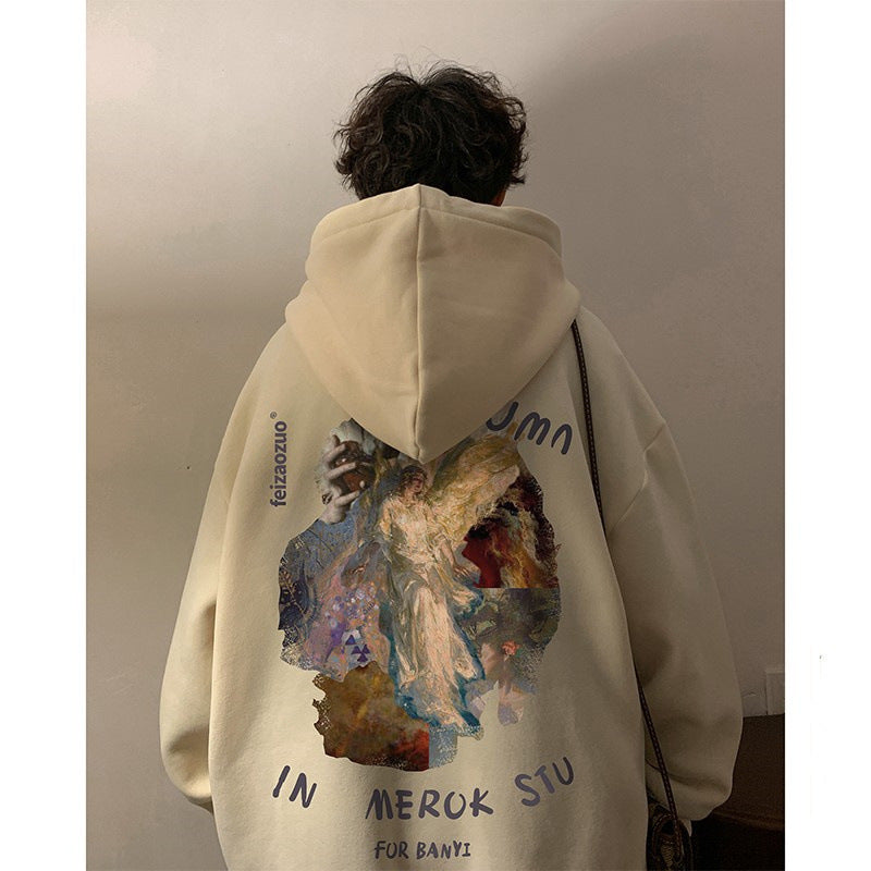 Pull à Capuche Oversize pour Hommes avec Imprimé Vintage – Confort et Style Décontracté 0