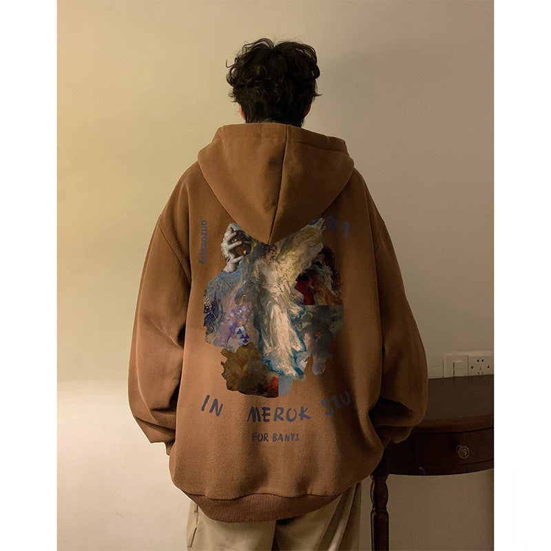 Pull à Capuche Oversize pour Hommes avec Imprimé Vintage – Confort et Style Décontracté 1