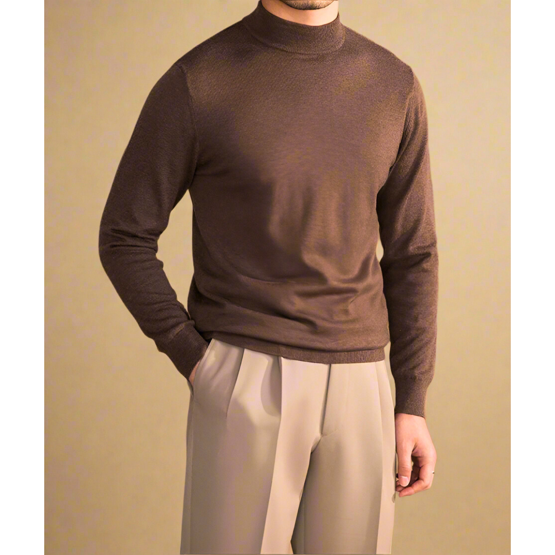 Pull à col roulé ajusté en laine pour homme - Élégance intemporelle