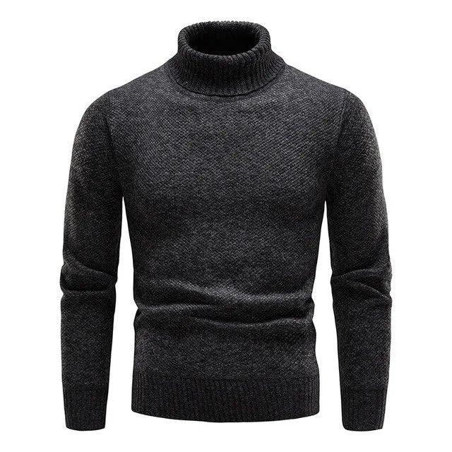 Pull à col roulé ajusté en laine pour homme – Confort et élégance hivernale