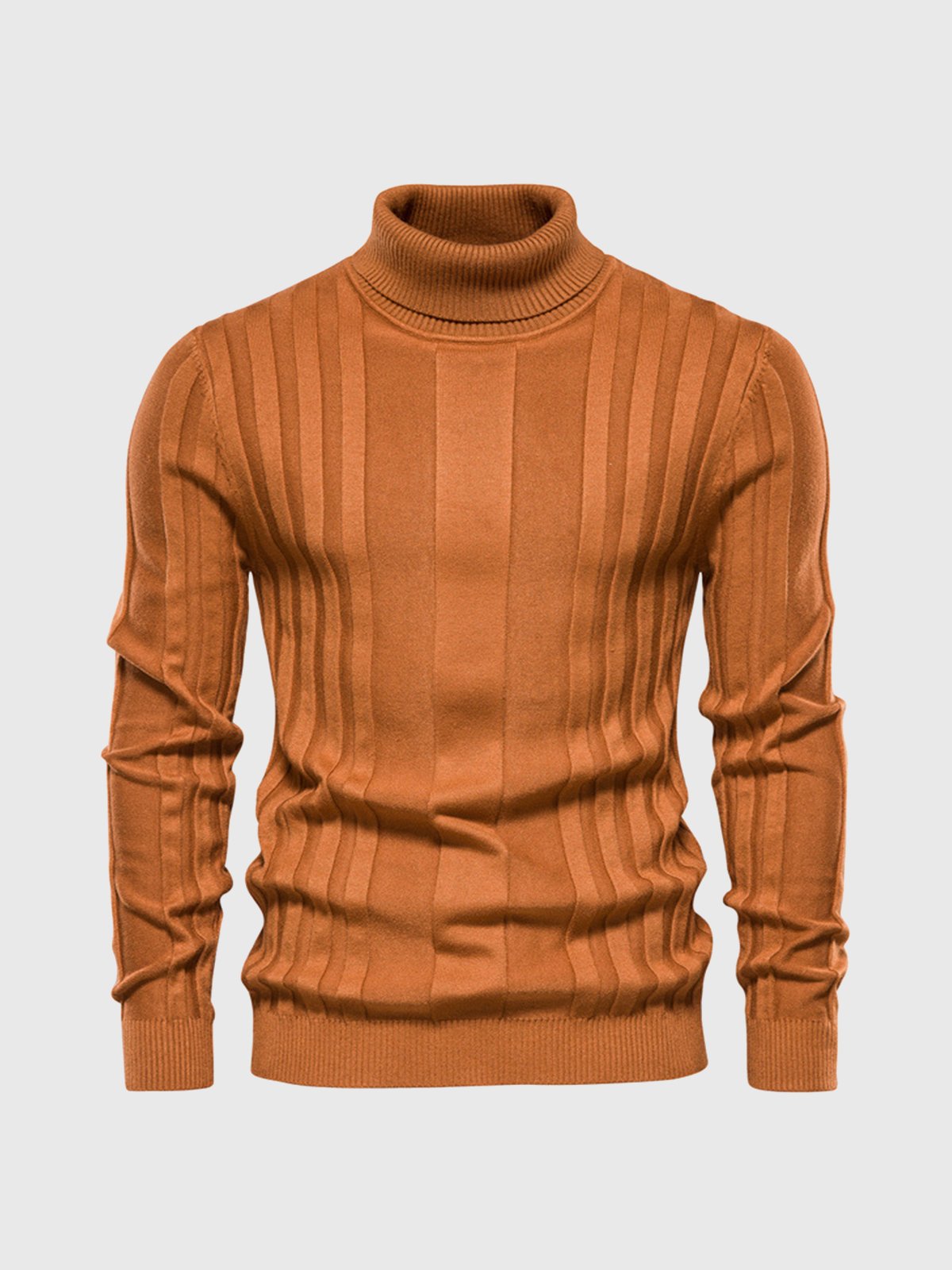 Pull à col roulé pour homme en maille côtelée verticale – Confort et style moderne