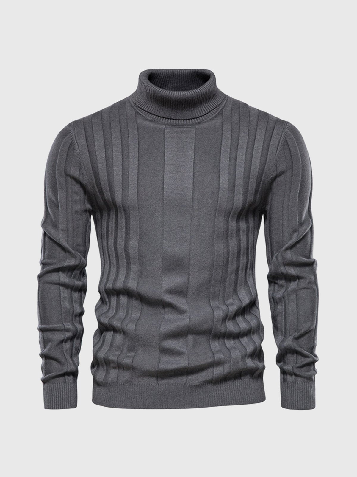 Pull à col roulé pour homme en maille côtelée verticale – Confort et style moderne
