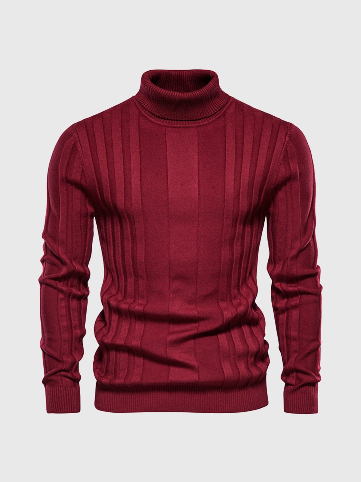Pull à col roulé pour homme en maille côtelée verticale – Confort et style moderne