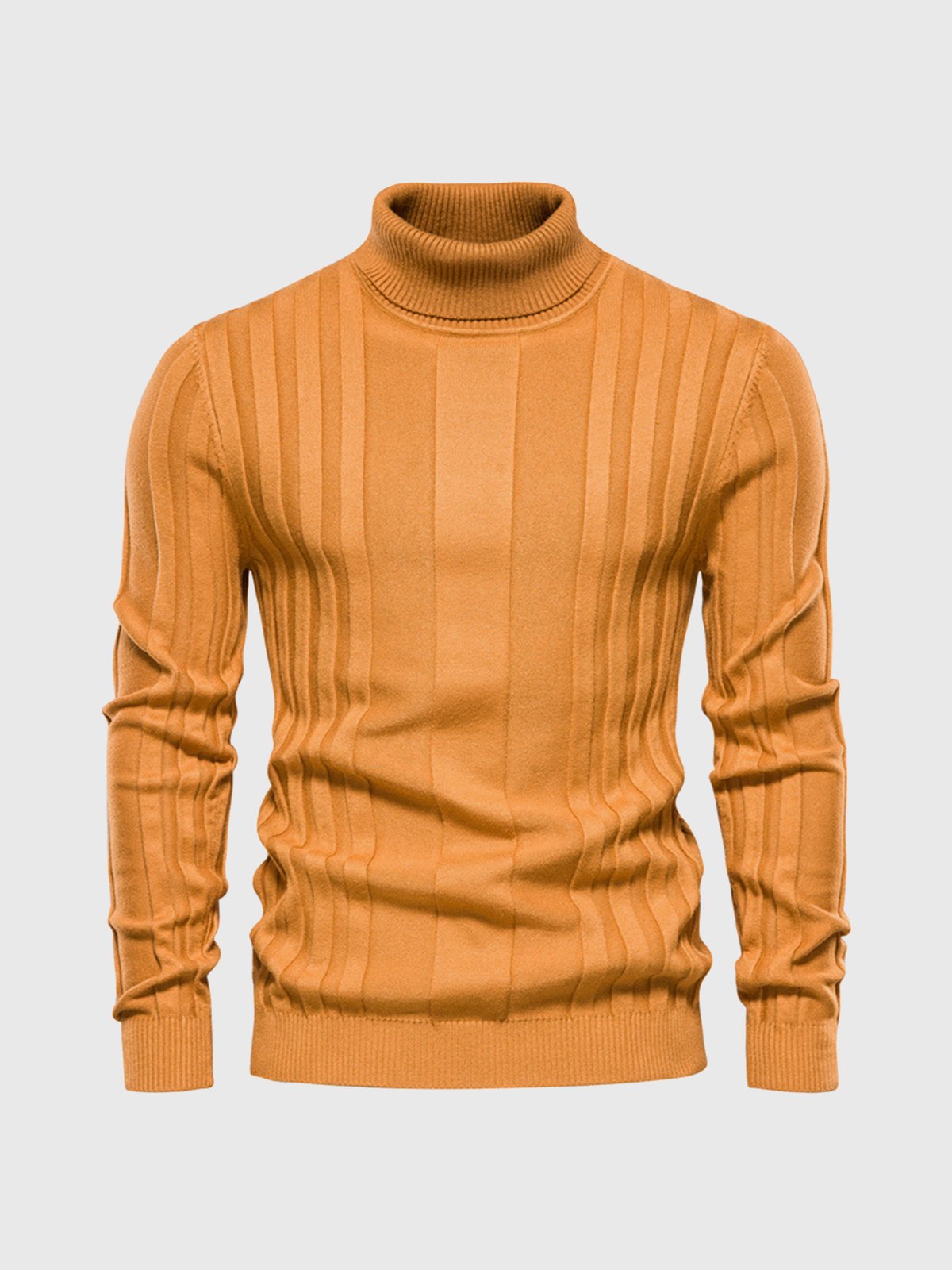 Pull à col roulé pour homme en maille côtelée verticale – Confort et style moderne