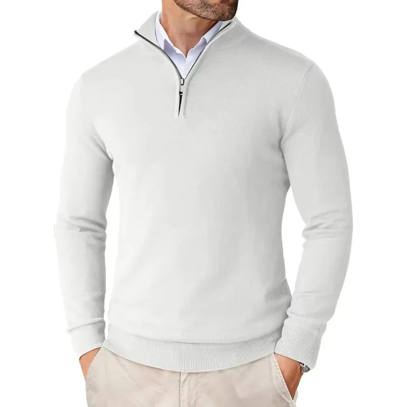 Pull en Coton Mélangé pour Hommes avec Col Zippé – Style Moderne et Polyvalent