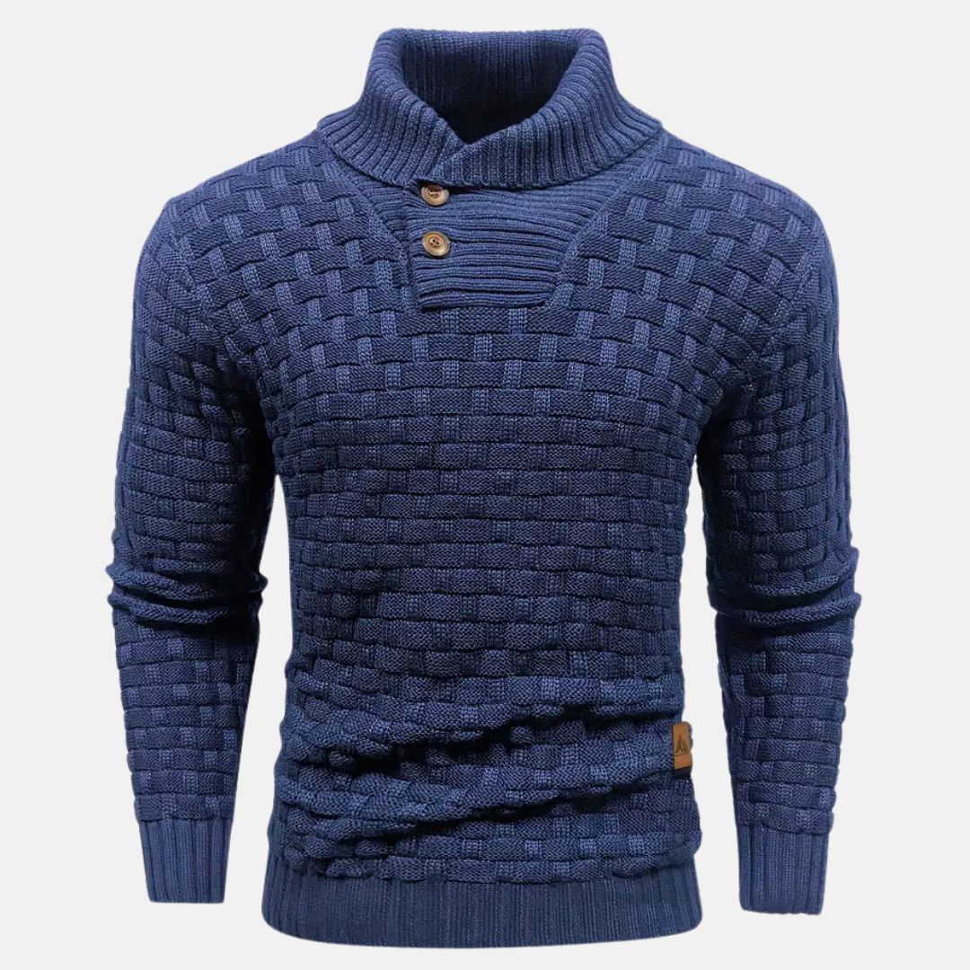 Pull en Tricot Doux pour Hommes avec Col Châle et Détails Texturés - Idéal pour l'Automne et l'Hiver