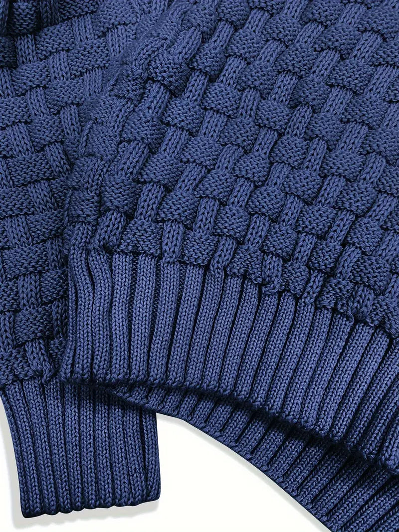 Pull en Tricot Doux pour Hommes avec Col Châle et Détails Texturés - Idéal pour l'Automne et l'Hiver