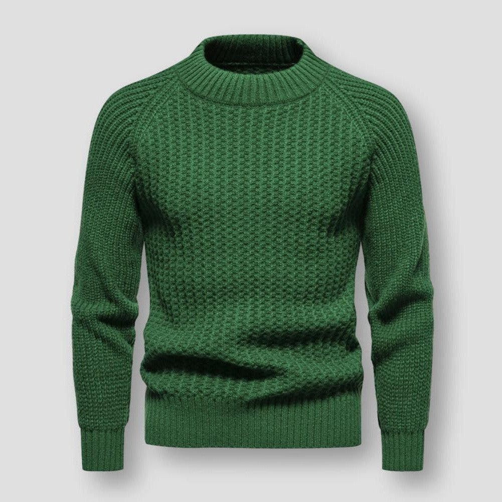 Pull en Tricot Gaufré pour Hommes - Col Rond, Laine Mélangée, Hiver