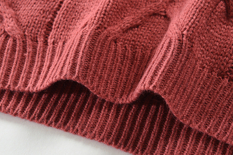 Pull pour Homme en Coton, Col Roulé Ample et Confortable - Tricot Torsadé, Idéal pour les Saisons Fraîches