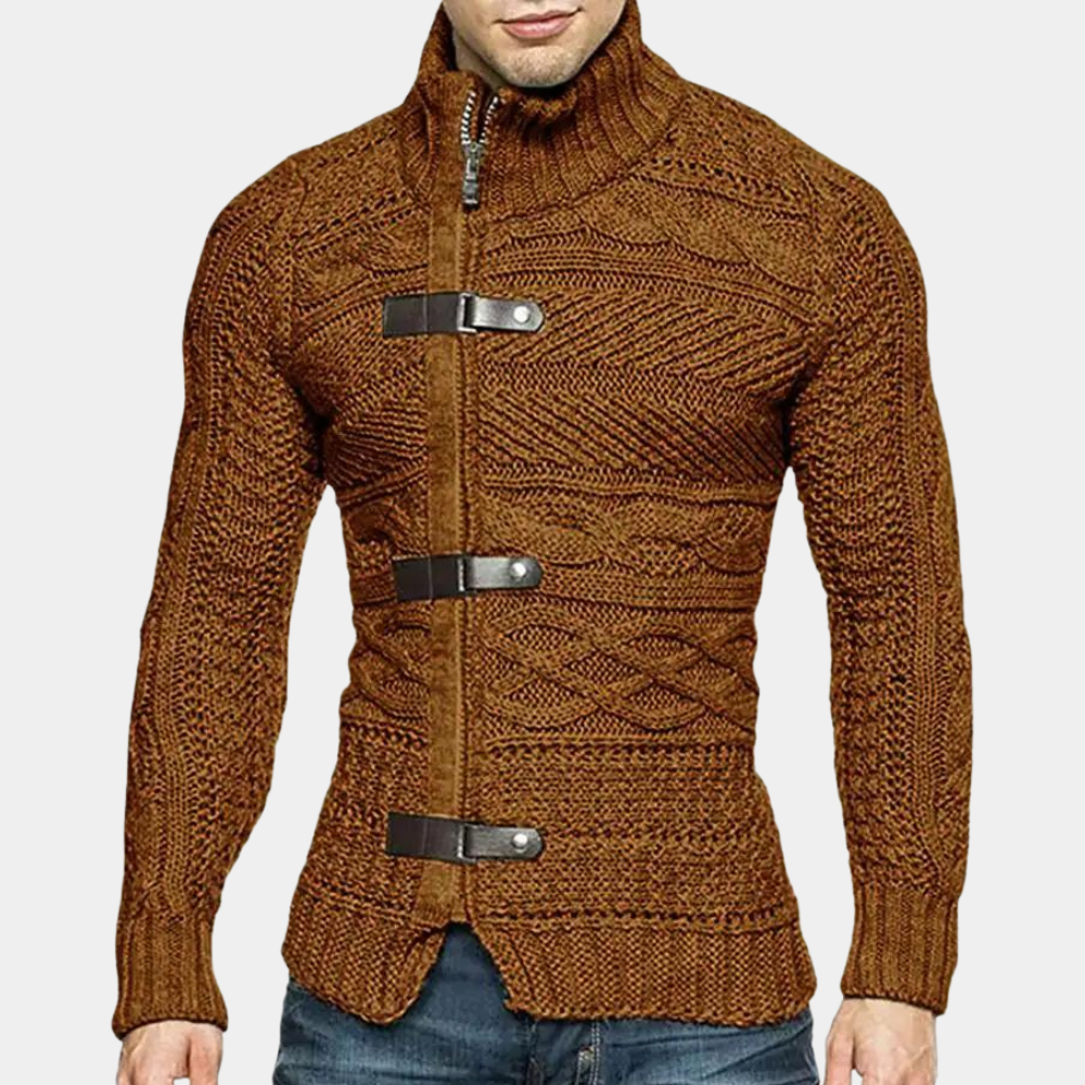 Pull pour Homme en Laine Mérinos, Col Roulé Châle, Détails Texturés, Silhouette Ajustée, Confort et Élégance