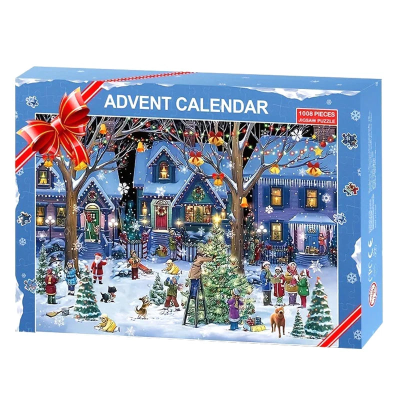 Puzzle de Noël de 1008 Pièces – Calendrier de l'Avent avec 24 Boîtes à Découvrir pour un Compte à Rebours Festif