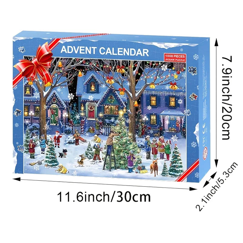 Puzzle de Noël de 1008 Pièces – Calendrier de l'Avent avec 24 Boîtes à Découvrir pour un Compte à Rebours Festif